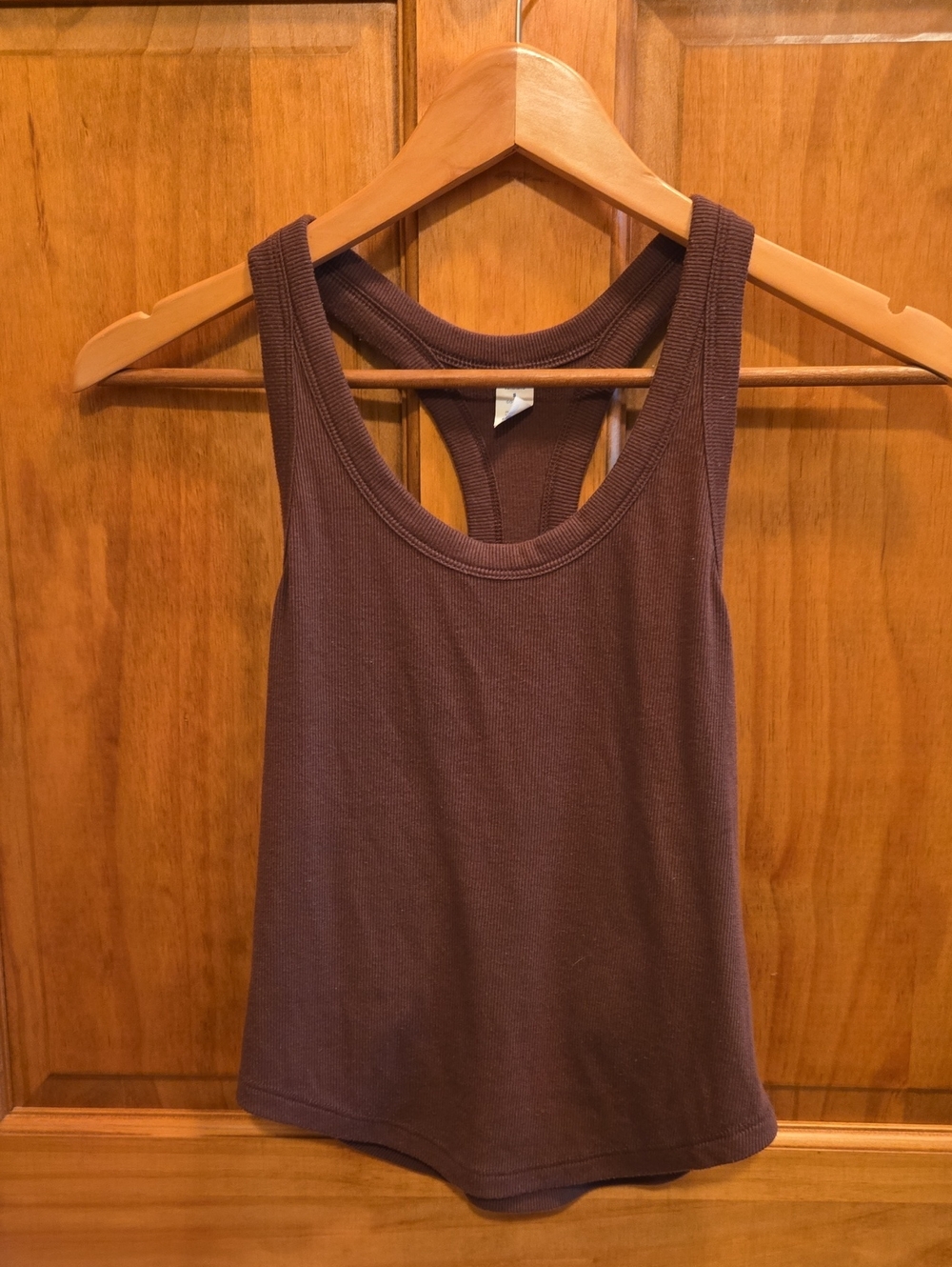Women’s Ribbed Racerback Tank Top in Brown - Picture 2 of 5